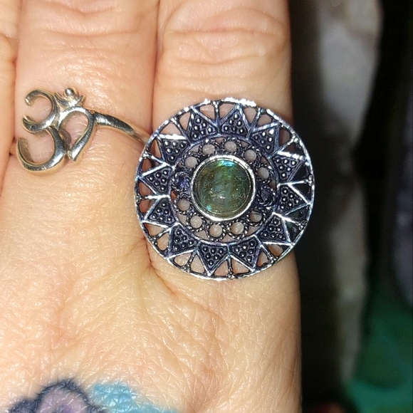 Mandala Labradorite Ring Size 8.5